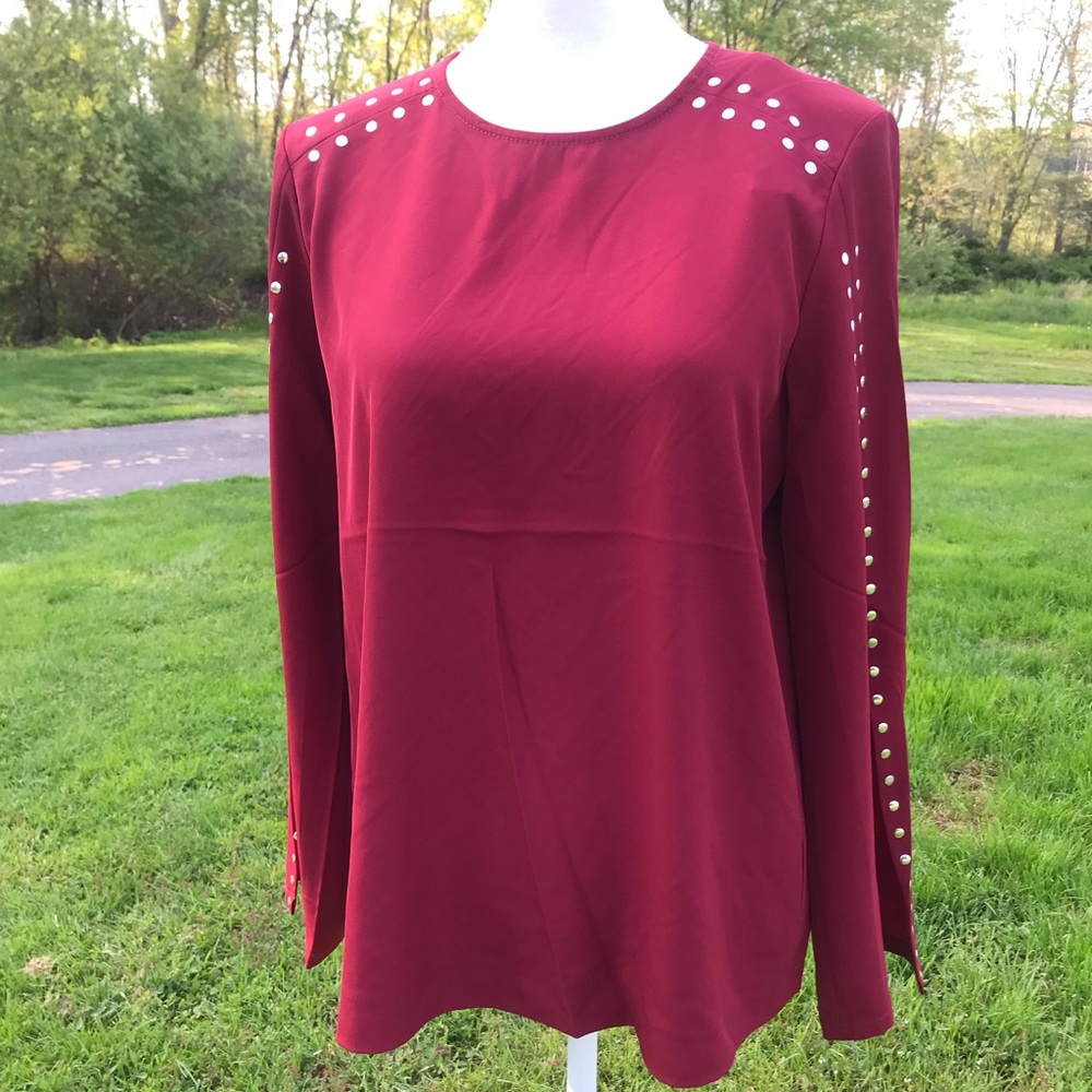 NWT Catherine Malandrino long sleeve studded top